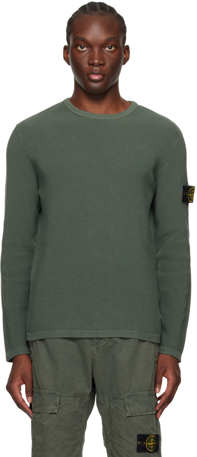 Shop Stone Island Khaki Patch Sweater In V0059 Musk