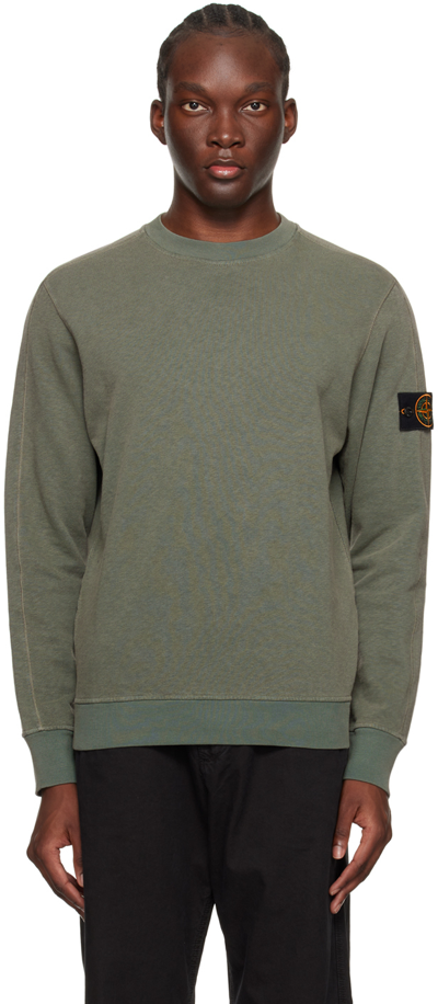 Shop Stone Island Khaki Patch Sweatshirt In V0159 Musk