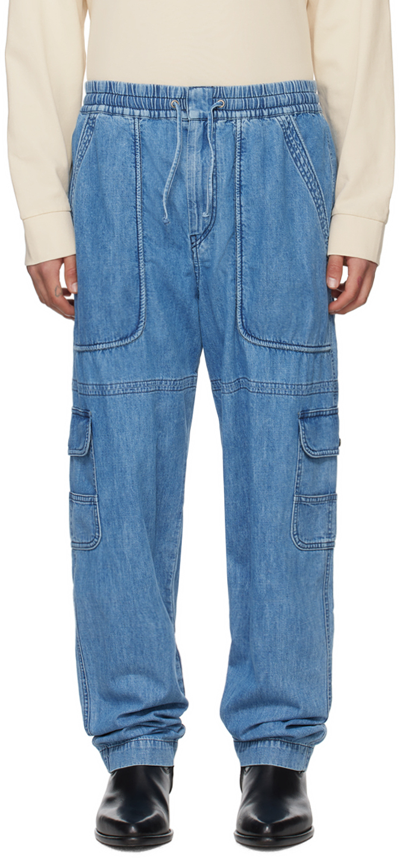 Shop Isabel Marant Blue Vanni Cargo Pants In 30bu Blue