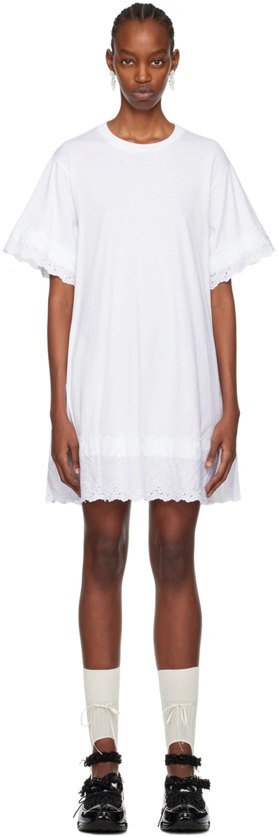 Shop Simone Rocha White A-line T-shirt Minidress In White/white
