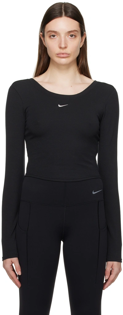 Shop Nike Black Chill Long Sleeve T-shirt In Black/sail