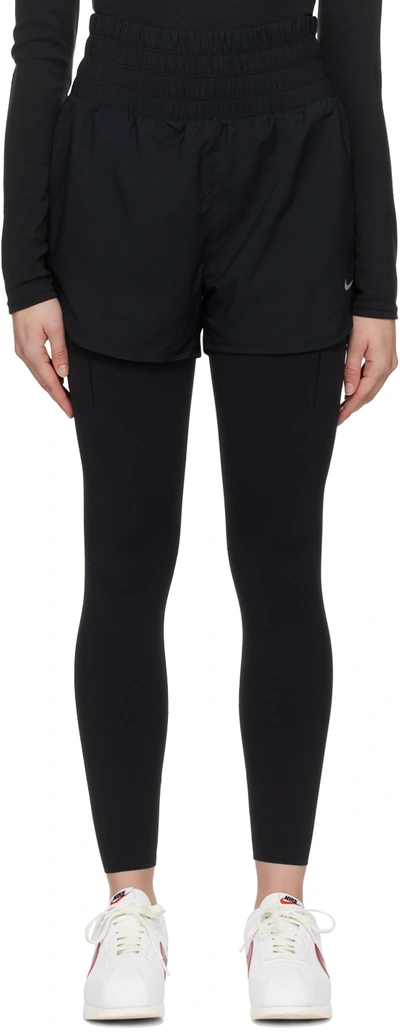 Shop Nike Black High-rise Shorts In Black/reflective Sil