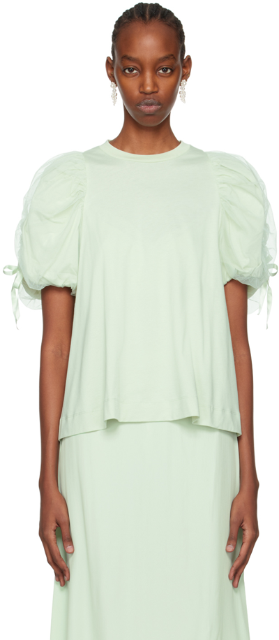 Shop Simone Rocha Green Puff Sleeve T-shirt In Mint