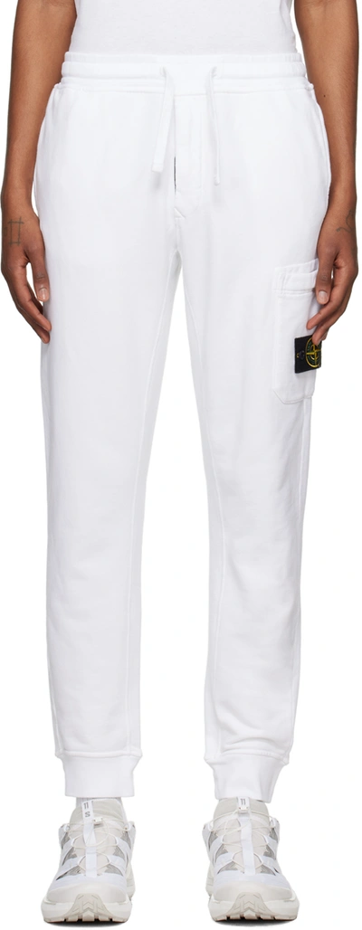 Shop Stone Island White Patch Sweatpants In A0001 White