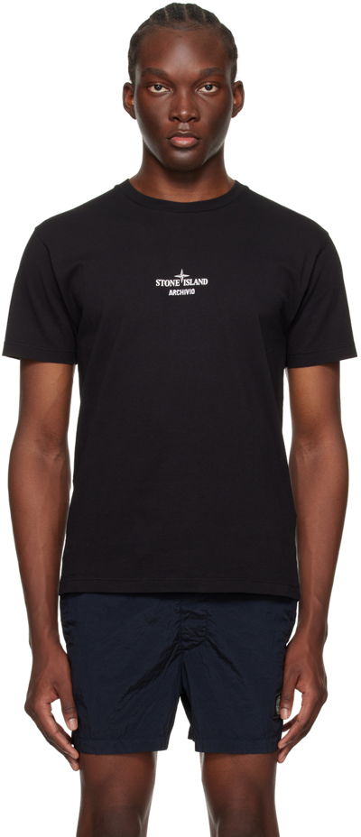 Shop Stone Island Black 'archivio' T-shirt In V0029 Black
