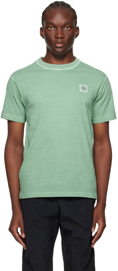 Shop Stone Island Green Patch T-shirt In V0152 Light Green