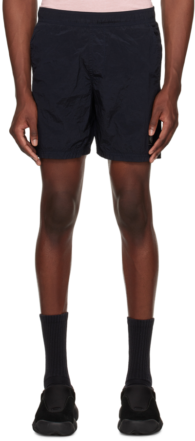 Shop Stone Island Navy Patch Shorts In A0020 Navy Blue