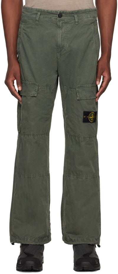 Shop Stone Island Khaki Patch Cargo Pants In V0159 Musk