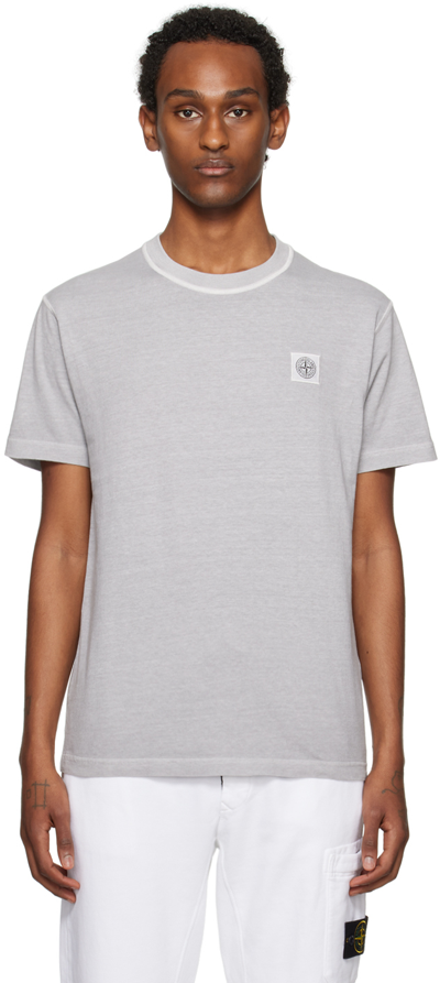 Shop Stone Island Gray Fissato Garment-dyed T-shirt In V0164 Dust