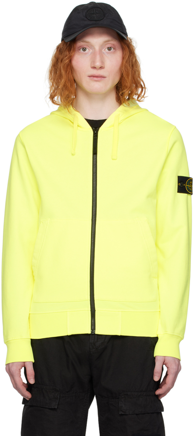 Shop Stone Island Yellow Patch Hoodie In V0f30 Fluo Yellow