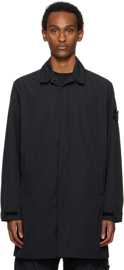 Shop Stone Island Black Patch Coat In V0029 Black