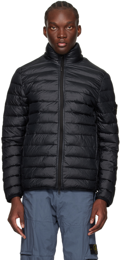 Shop Stone Island Navy Patch Down Jacket In V0020 Navy Blue