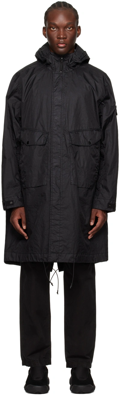 Shop Stone Island Black Patch Coat In V0029 - Black