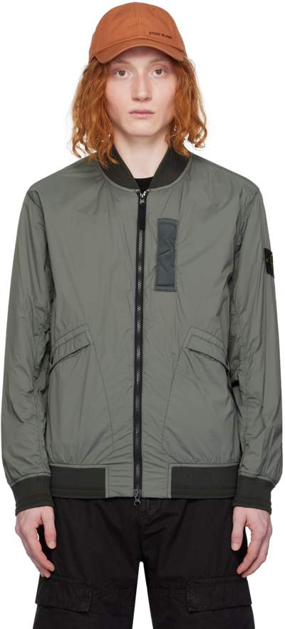 Shop Stone Island Green Garment-dyed Bomber Jacket In V0059 Musk
