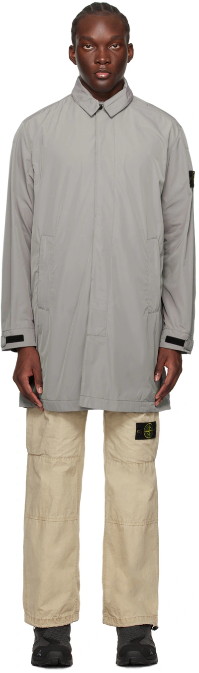 Shop Stone Island Gray Patch Coat In V0092 Dove Grey