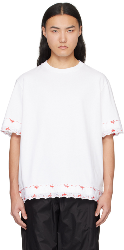 Shop Simone Rocha White Crewneck T-shirt In White/white/red