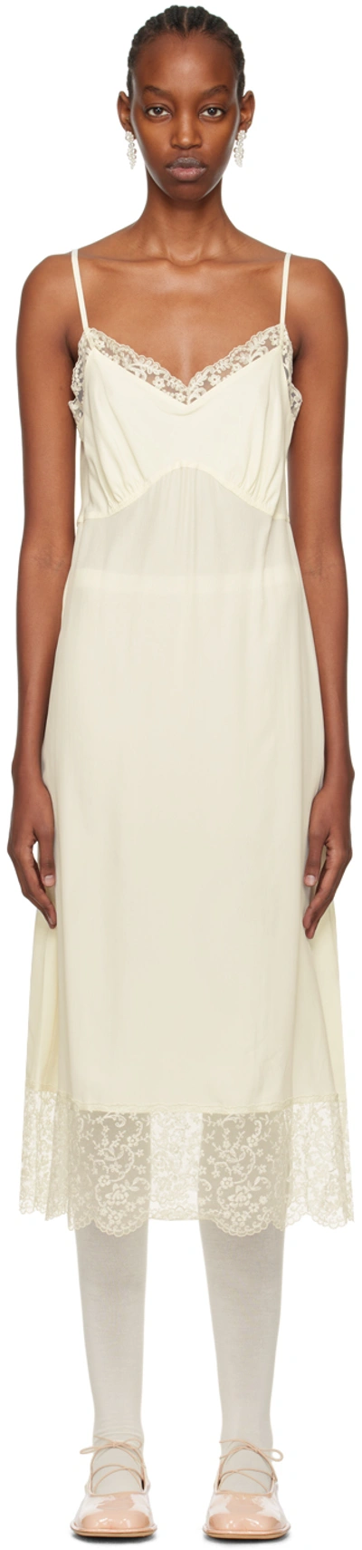 Shop Simone Rocha Off-white Slip Midi Dress In Cream