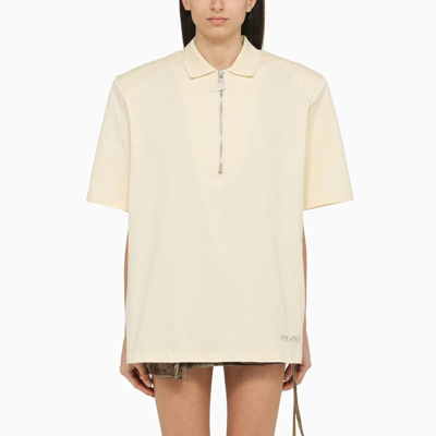 Shop Attico The  Cream-coloured Polo Shirt With Oversize Shoulders Women In White