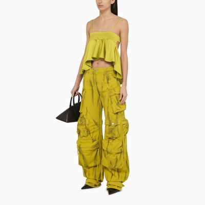 Shop Attico The  Lime-coloured Satin Ruffle Top Women In Yellow
