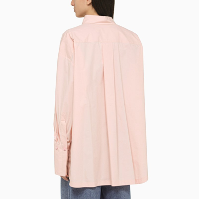 Shop Attico The  Pink Poplin Shirt With Logo Embroidery Women