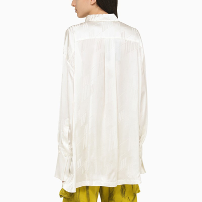 Shop Attico The  White Satin Shirt With Allover Logo Women