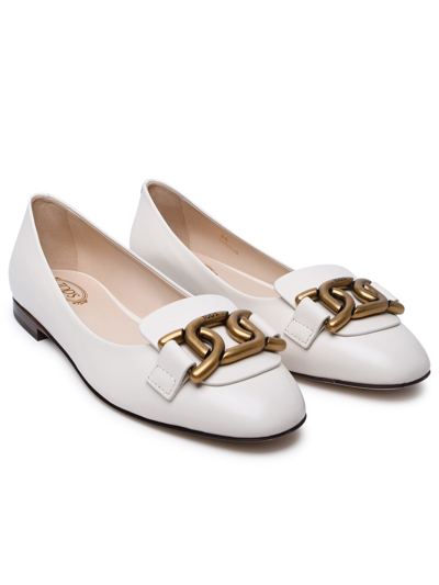 Shop Tod's White Leather Loafers Woman