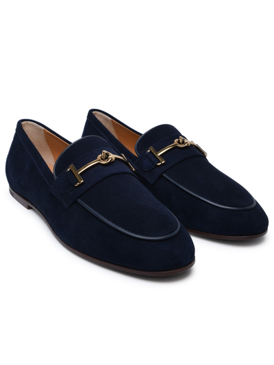 Shop Tod's Blue Suede Loafers Woman