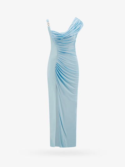 Shop Versace Woman Dress Woman Blue Long Dresses
