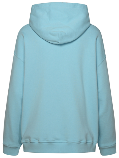 Shop Versace Woman Light Blue Cotton Sweatshirt