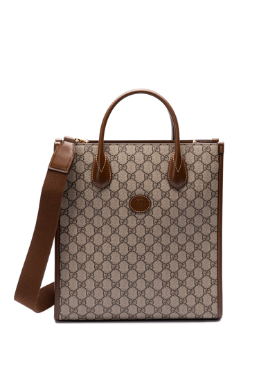 Shop Gucci Small Tote Bag With `interlocking G` In Beige