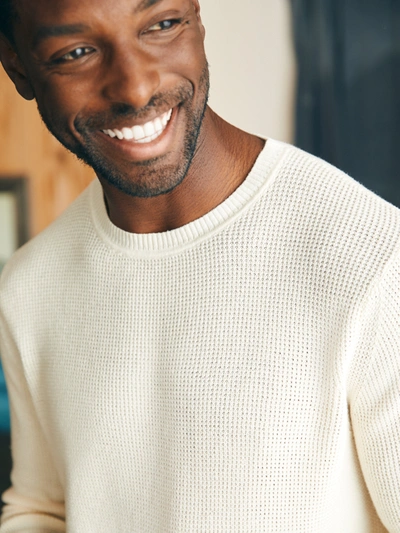 Faherty Sunwashed Crewneck Sweater In White Shell