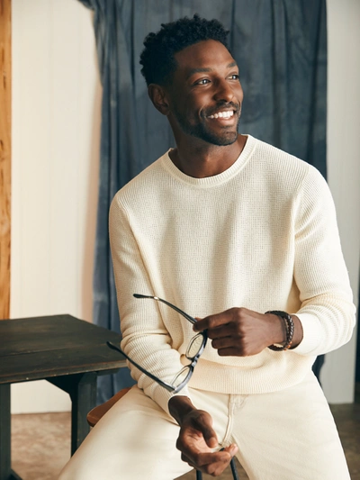 Faherty Sunwashed Crewneck Sweater In White Shell