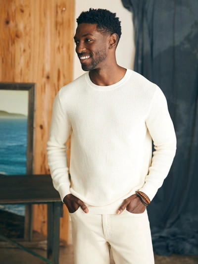 Faherty Sunwashed Crewneck Sweater In White Shell