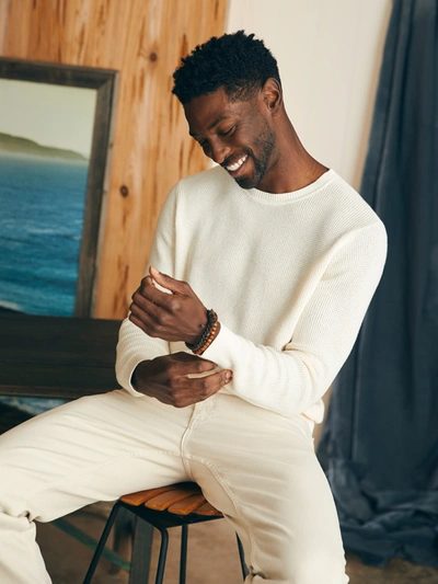 Faherty Sunwashed Crewneck Sweater In White Shell
