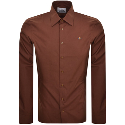 Shop Vivienne Westwood Long Sleeved Shirt Brown