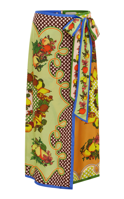 Shop Alemais Lemonis Printed Silk Twill Sarong Skirt In Multi