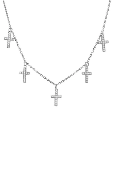 Queen Jewels Dangling Cross Necklace In Silver