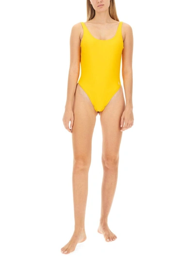 Shop Sporty And Rich Sporty & Rich Carla One-piece Swimsuit In Yellow