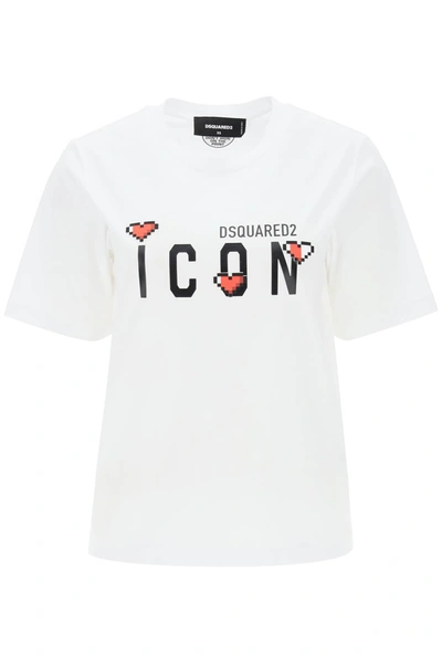 Shop Dsquared2 'icon Game Lover' T Shirt In White