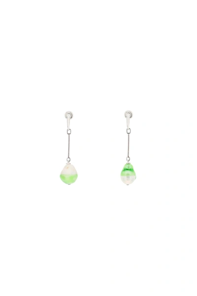 Shop Panconesi 'pearl Drop' Earrings In White, Green