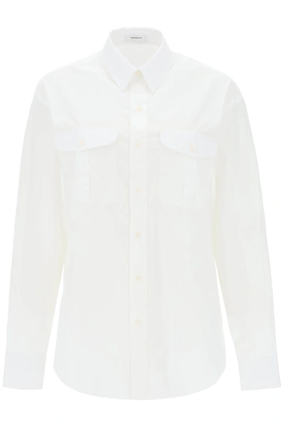 Shop Wardrobe.nyc Maxi Shirt In Cotton Batista In White