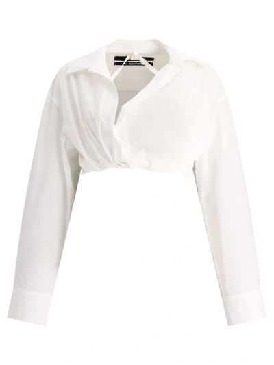 Shop Jacquemus "la Chemise Bahia Courte" Shirt In White