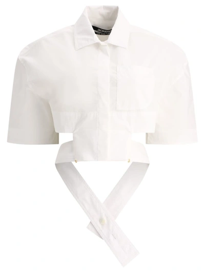 Shop Jacquemus "la Chemise Courte Bari" Shirt In White