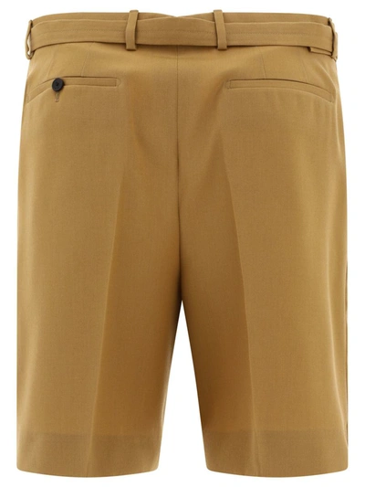 Shop Lanvin Belted Shorts In Beige