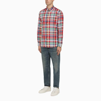 Shop Polo Ralph Lauren Custom-fit Check Pattern Oxford Shirt In Red