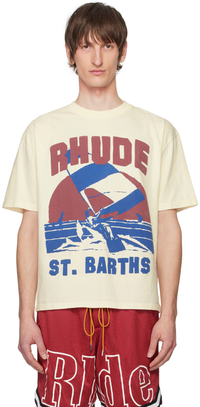 Shop Rhude Off-white Windsurf T-shirt In 0611 Vtg White