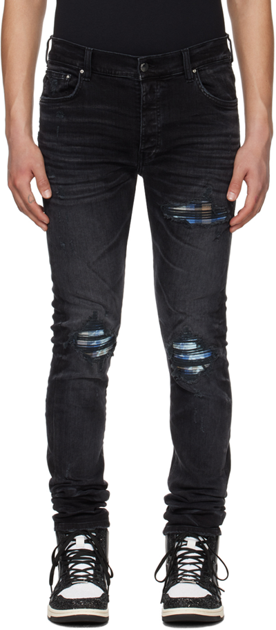 Shop Amiri Black Distressed Jeans In Faded Black