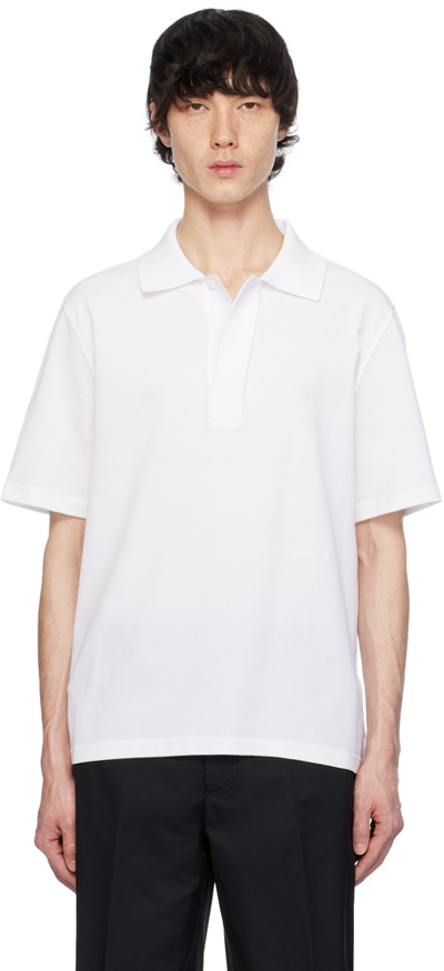 Shop Lanvin White Spread Collar Polo In 01 Optic White