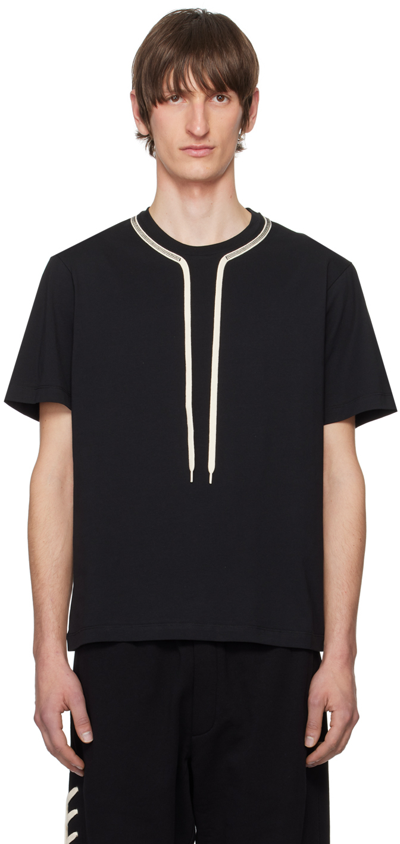 Shop Craig Green Black Flatlock Lace T-shirt In Black / Cream