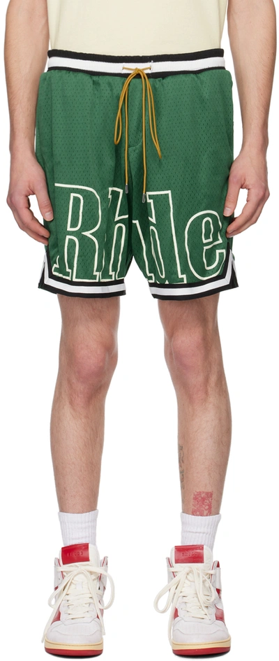 Shop Rhude Green Court Shorts In Forest Green